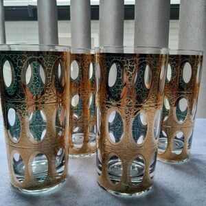 Culver 22k Gold Pisa Glasses RARE  Set of 5